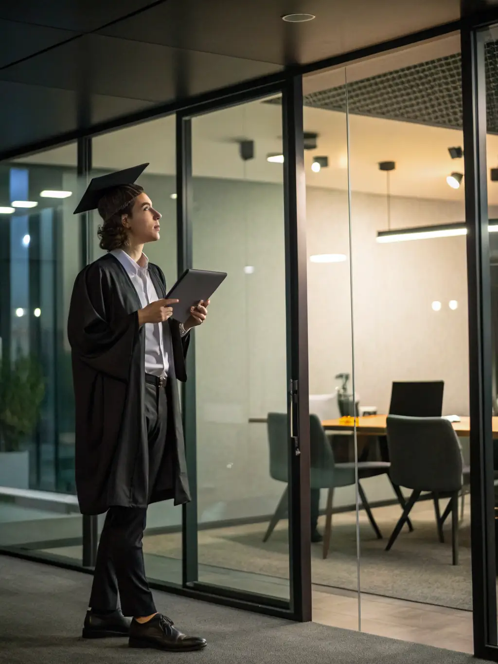 A person presenting a finished product or service, representing the 'Deliver' stage, emphasizing the importance of prototyping and bringing ideas to life.