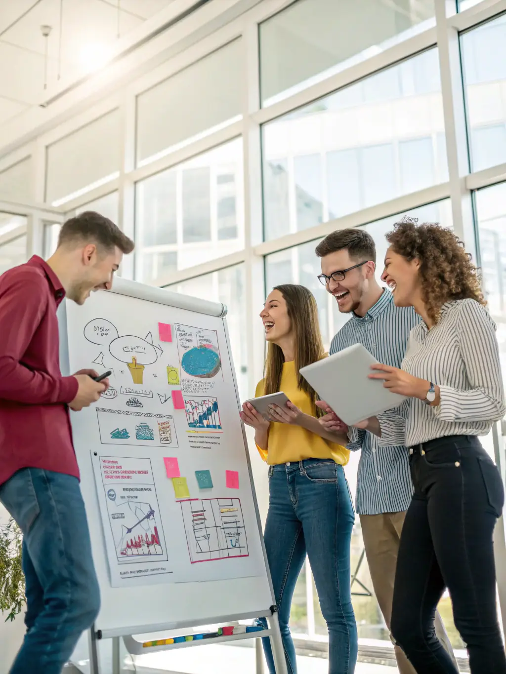 A group of people brainstorming ideas together, symbolizing the 'Dream' stage, where participants envision their potential futures through collaborative thinking.
