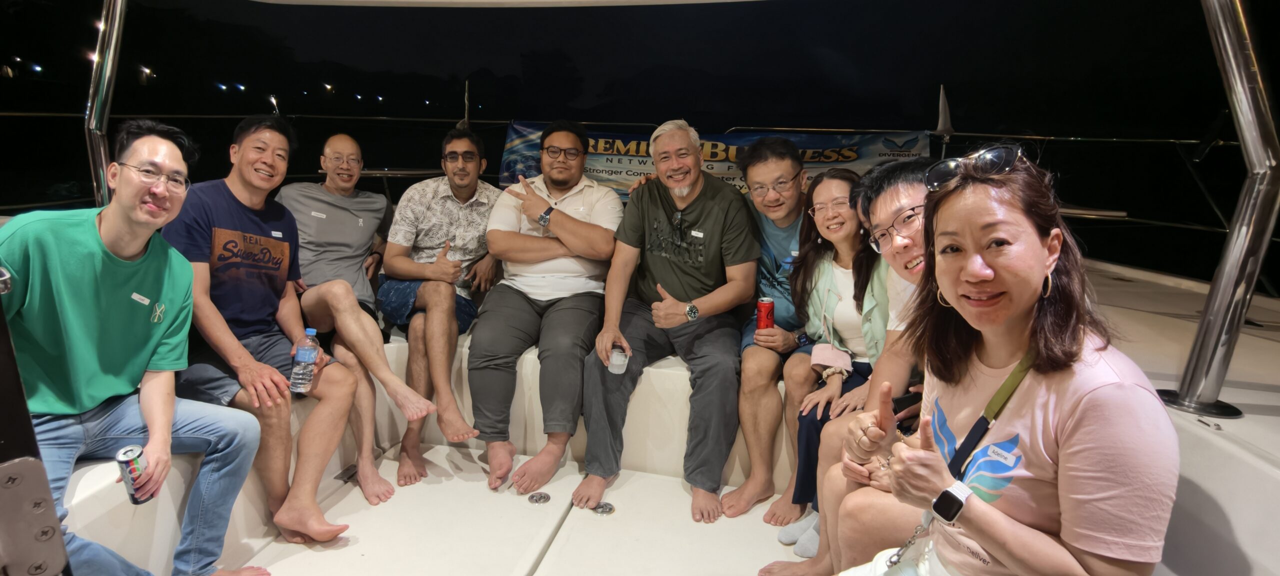 Forum participants gathering aboard the yacht in the evening